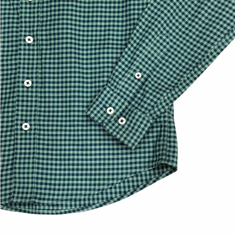 SOUTHERN TIDE Boys Green and Navy Button Down Medium (8-10)